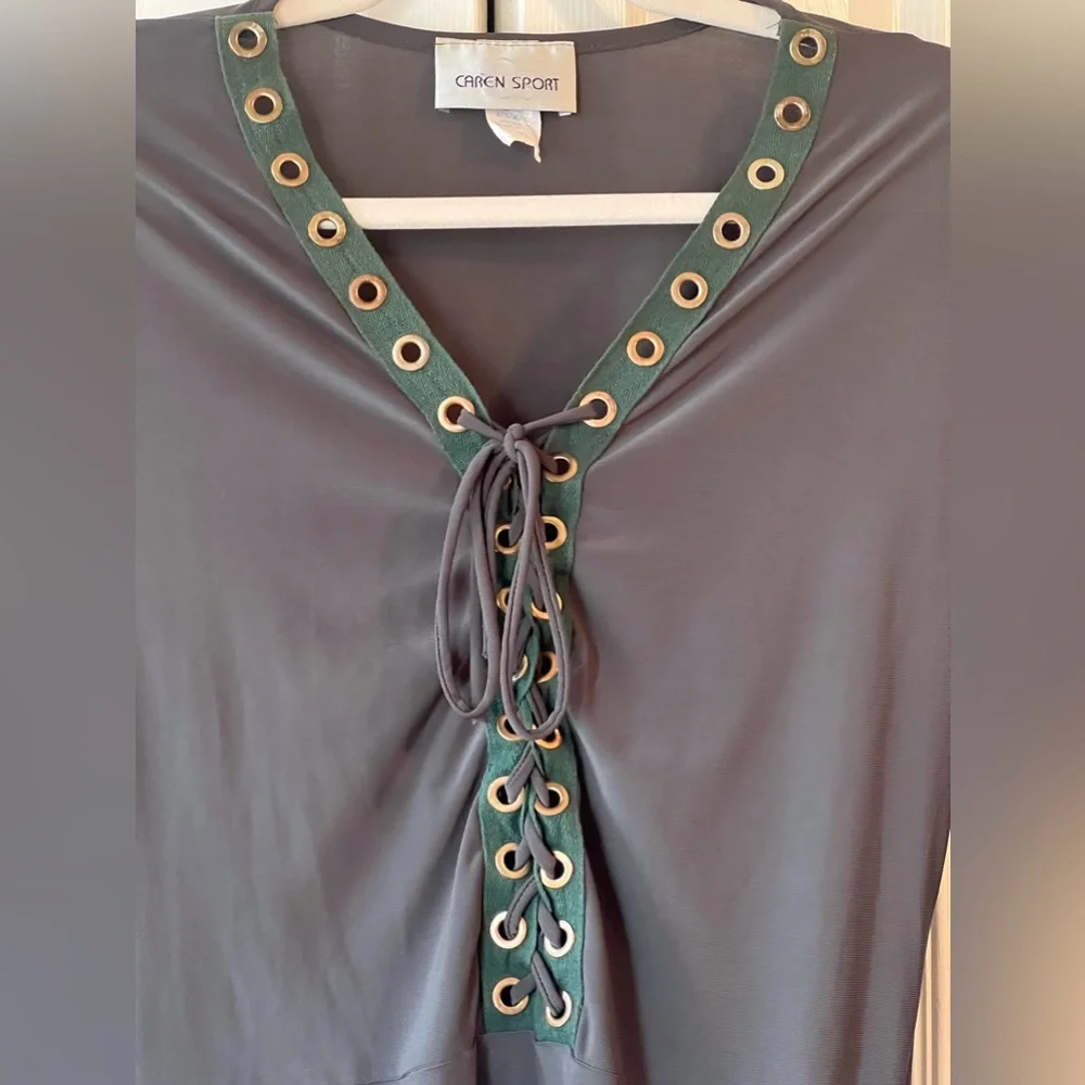 Caren sport women’s green army Long Sleeve Bodysuit with Lace Up Front size 1XL - Picture 6 of 10